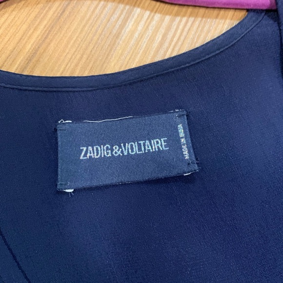 Zadig and Voltaire Rory dress navy Al-line asymmetric grommet S - Picture 3 of 9